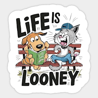 Life's Looney - Chill Cat & Dog Buddy Bench Sticker